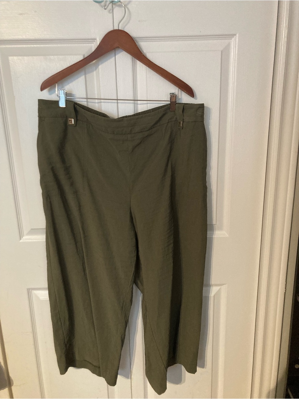Laura Plus Olive Green Wide Leg capris